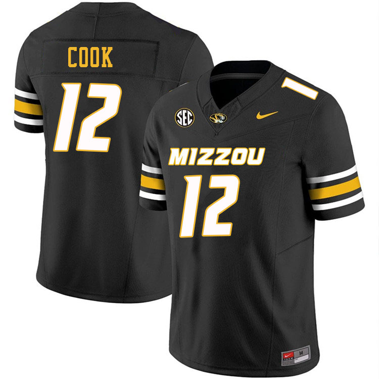 Men #12 Brady Cook Missouri Tigers College Football Jerseys Stitched-Black